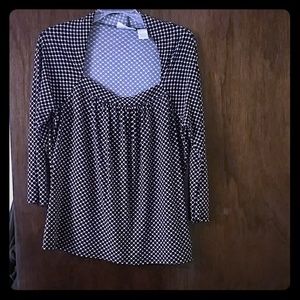 Black/pink/white blouse